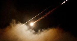 A missile launched from Iran towards Israel is seen from Ramallah, Israeli-occupied West Bank, June 16, 2025