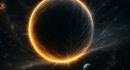 Scientists say that the universe has a 'self-destruct button' called false vacuum decay. The idea is that the cosmos is not at its most stable state, if it is ever pushed into this state a vast sphere of energy will consume everything in existence (AI-generated impression)