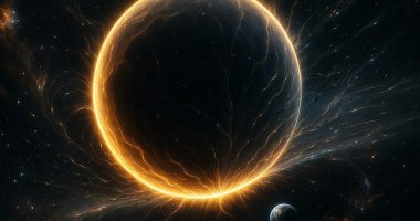 Scientists say that the universe has a 'self-destruct button' called false vacuum decay. The idea is that the cosmos is not at its most stable state, if it is ever pushed into this state a vast sphere of energy will consume everything in existence (AI-generated impression)