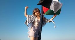 Israel has threatened to block Greta Thunberg's Freedom Flotilla from delivering aid to Gaza . The young activist is seen on board the ship, flying the Palestinian flag