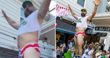 Jason Kelce strips down to tiny speedo for charity event