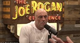 Joe Rogan (pictured) backed Republican renegade Thomas Massie as he discussed the MAGA civil war taking place over Donald Trump's involvement in the Israel-Iran war