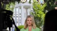 White House press secretary Karoline Leavitt does a television interview at the White House, Monday, June 2, 2025, in Washington