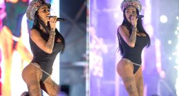 Katie Price sparks concern with her skinny frame as she performs on stage in tiny bodysuit