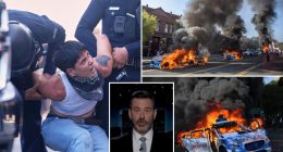 LA-based Jimmy Kimmel claims ‘there’s no riot outside’ as he blasts ‘mentally ill’ Trump