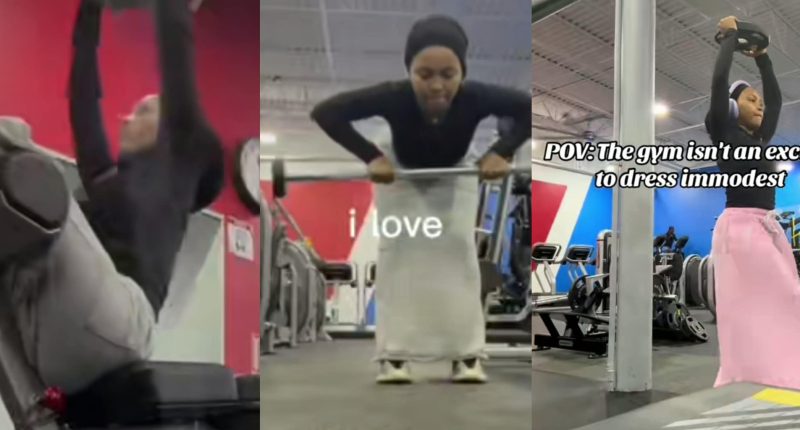 Lady raises eyebrows with gym outfit