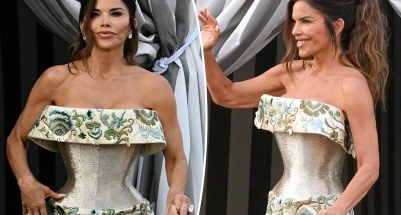 Lauren Sánchez kicks off wedding festivities in corseted couture