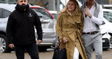 Jacqui Burfoot and Clint Rice arrived at Sydney's Campbelltown Local Court on Tuesday with a bodyguard for the AVO hearing