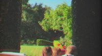 The Duchess of Sussex arranged for a Happy Father's Day banner to be put up in their garden in Montecito, California, where Harry could be seen clutching his two children tightly on his lap