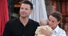 Michelle Keegan cradles baby Palma on birthday day out with Mark Wright in Spain