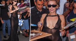 Miley Cyrus dares to bare in completely sheer black dress