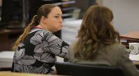 Brittany Phillips during her trial in September 2015 after she was arrested and charged with abusing her daughter in a twisted case of Munchausen syndrome by proxy
