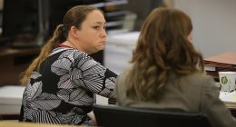Brittany Phillips during her trial in September 2015 after she was arrested and charged with abusing her daughter in a twisted case of Munchausen syndrome by proxy