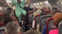 A 'feral' Brit has been captured attempting to provoke another passenger on a chaotic 'flight from hell' to Ibiza