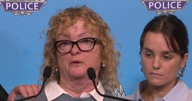 Mr Garwood's mother, Cecelia McCarron, said she was desperate for answers about her son's whereabouts as she fought back tears during a police appeal (pictured)