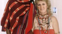 Masai tribesman Daniel Lekimencho (left) with his English bride Cheryl Thomasgood (right) who lives in the Isle of Wigh