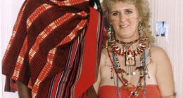 Masai tribesman Daniel Lekimencho (left) with his English bride Cheryl Thomasgood (right) who lives in the Isle of Wigh