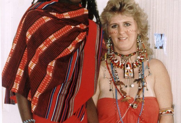 Masai tribesman Daniel Lekimencho (left) with his English bride Cheryl Thomasgood (right) who lives in the Isle of Wigh