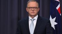 Prime Minister Anthony Albanese (pictured) fronted the media shortly after 11.30am on Monday - more than 24 hours after US President Donald Trump unleashed a series of 'bunker bombs' on three of Iran's nuclear sites in a serious escalation of the conflict raging in the Middle East