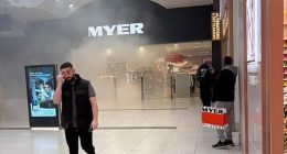 Northlands Shopping Centre in Melbourne's north was evacuated on Thursday morning (pictured, smoke coming from Myer)