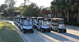 Golf carts at the Palm Harbor Golf Club. (© FlaglerLive)