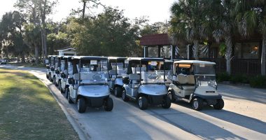 Golf carts at the Palm Harbor Golf Club. (© FlaglerLive)