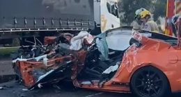 A passenger has died after a V8 Mustang crashed into a parked truck on Dunmore Drive, in Truganina, Melbourne about 1am on Wednesday