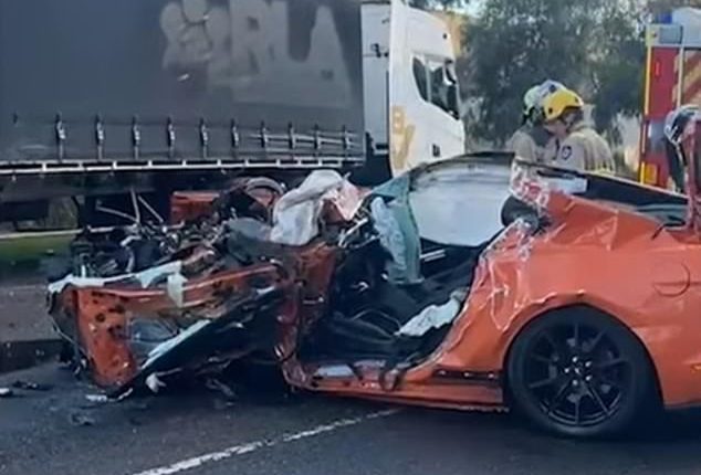 A passenger has died after a V8 Mustang crashed into a parked truck on Dunmore Drive, in Truganina, Melbourne about 1am on Wednesday