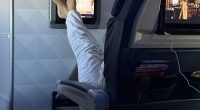 A woman on a recent Delta flight horrified fellow passengers after propping her bare feet without socks on the TV screen in front of her