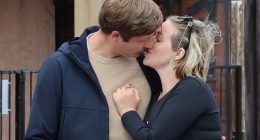 Pregnant Kelsey Parker spotted sharing kiss & looking at rings with boyfriend as couple enjoy windswept walk in Brighton