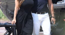 Billionaire Amazon founder Jeff Bezos and Lauren Sanchez are all smiles as they arrive in Venice ahead their much anticipated wedding
