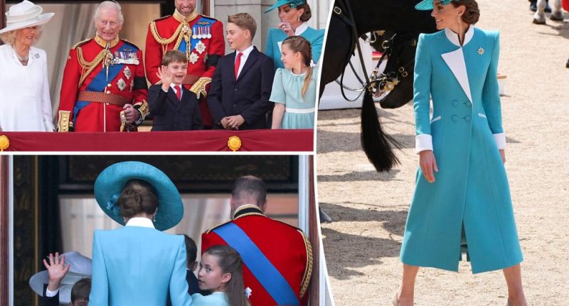 Princess Kate stuns in sky blue as she appears at Trooping the Colour with William, Charles and kids
