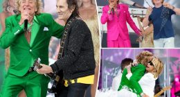 Rod Stewart brings out Ronnie Wood and more music legends during Glastonbury set
