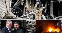 Russian attacks on Ukraine kill 14 civilians as Zelensky travels to UK