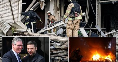 Russian attacks on Ukraine kill 14 civilians as Zelensky travels to UK