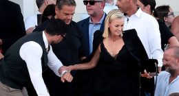 Sarah Murdoch ensured all eyes were on her as she celebrated the nuptials of Jeff Bezos and Lauren Sanchez in Italy on Saturday