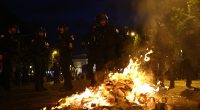 At least 131 people were arrested for football-related violence and looting in the French capital tonight as 'barbarians took to the streets' to watch it burn on Saturday