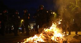 At least 131 people were arrested for football-related violence and looting in the French capital tonight as 'barbarians took to the streets' to watch it burn on Saturday