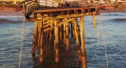 Engineers are urgently recommending the immediate demolition of a further 125 to 150 feet from the end of the pier, which remains in danger of collapse, and walling off the entire structure before it is entirely demolished. (© Scott Spradley for FlaglerLive),