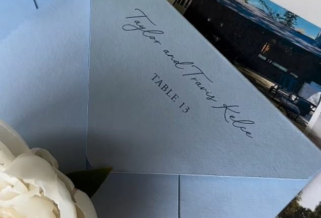 Kmet's event planner, Ellie Nottoli, shared details from the wedding, including a photo of an invitation letter that was addressed to 'Taylor and Travis Kelce'