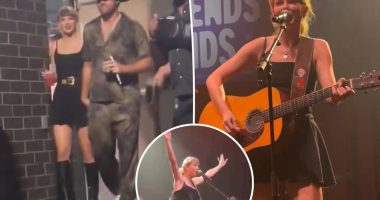 Taylor Swift performs live for the first time since reclaiming her masters at Nashville gig hosted by Travis Kelce