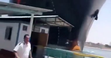 Footage showed the ship crashing into a port in the Suez Canal on Friday
