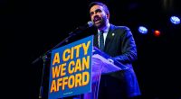 New York mayoral candidate Zohran Mamdani speaks to supporters in Brooklyn on May 4, 2025.