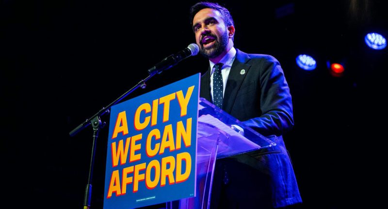 New York mayoral candidate Zohran Mamdani speaks to supporters in Brooklyn on May 4, 2025.
