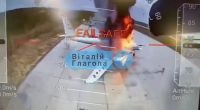 Russian bomber aircraft at the Olenya airbase on the Kola Peninsula are seen ablaze following a Ukrainian drone attack