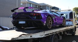 A purple Lamborghini was seized by police as part of the operation