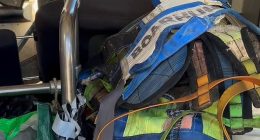 Inside the bus where one of Pheobe Bishop's accused murders, Tanika Bromley, lived was filled with rubbish and clothing (right)