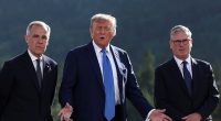 President Donald Trump (center) explained his decision to leave the G7 Summit early alongside Canadian Prime Minister Mark Carney (left) and British Prime Minister Keir Starmer (right). 'You probably see what I see and I have to be back as soon as I can,' he said Monday night
