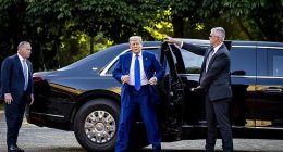 President Donald Trump arrives at the Huis ten Bosch Palace for dinner kicking off the NATO Summit in Hague, Netherlands on June 24, 2025