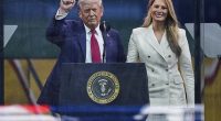 President Donald Trump (left) and first lady Melania Trump (right) attended Saturday's 250th anniversary parade for the U.S. Army, which coincides with the president's 79th birthday